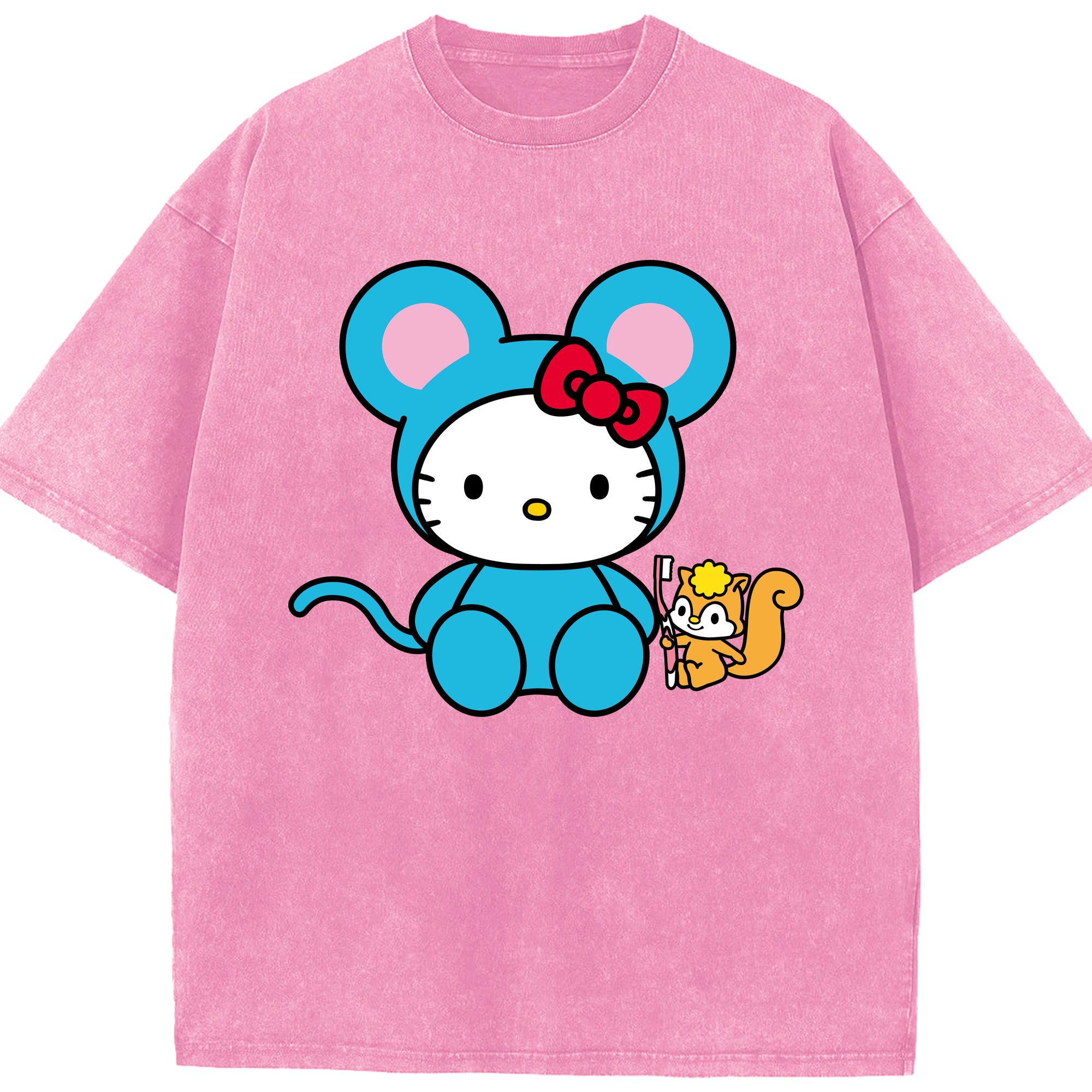 （画像用） Hello Kitty ハローキティ 綿100% ヴィンテージ風 半袖Tシャツ（フロントプリント）